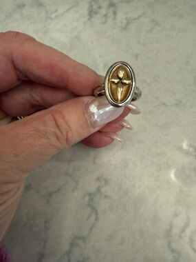 James Avery Two-Tone Oval Cross Ring in Gold and Silver